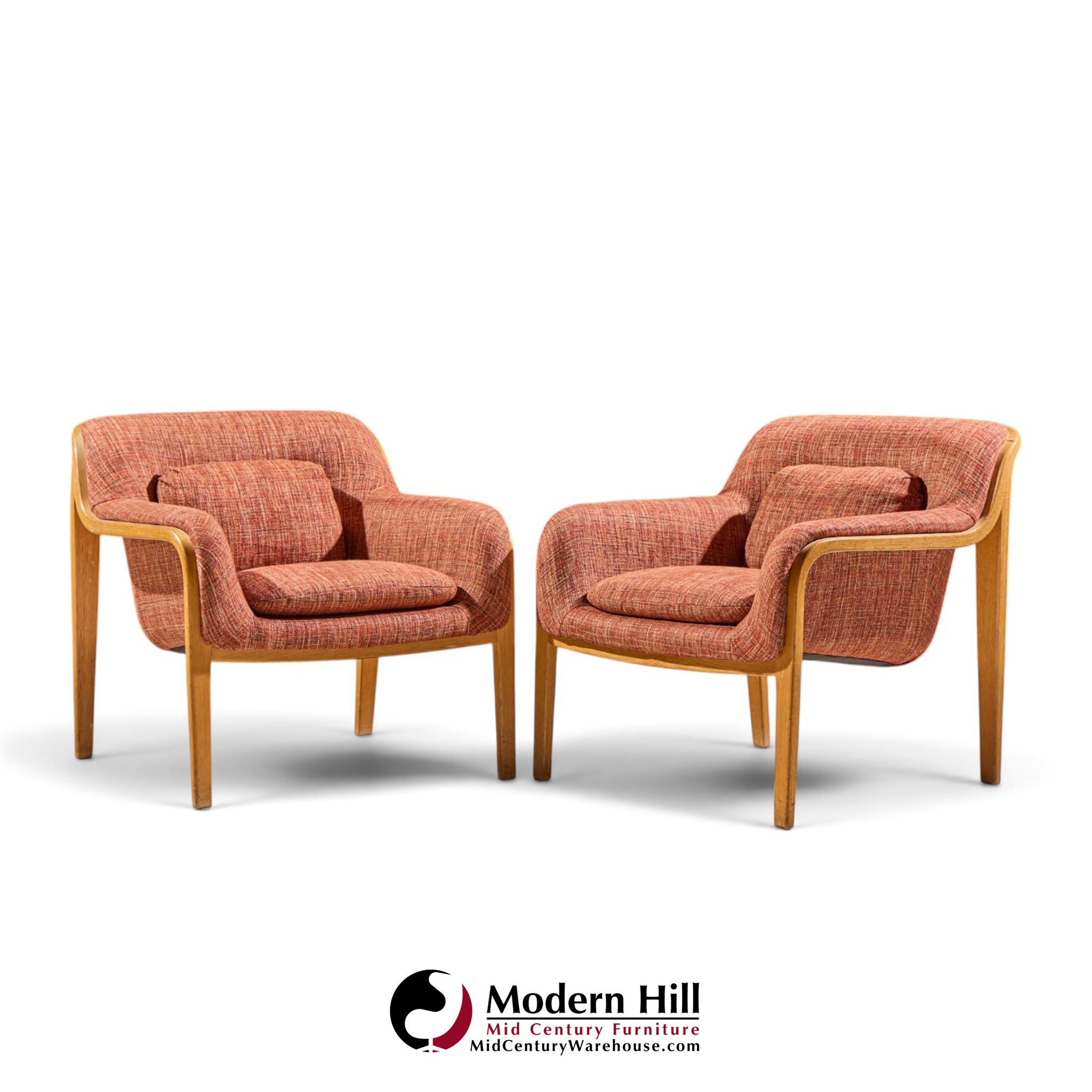 bill stephens for knoll model 1315 mid century bentwood lounge chairs - pair