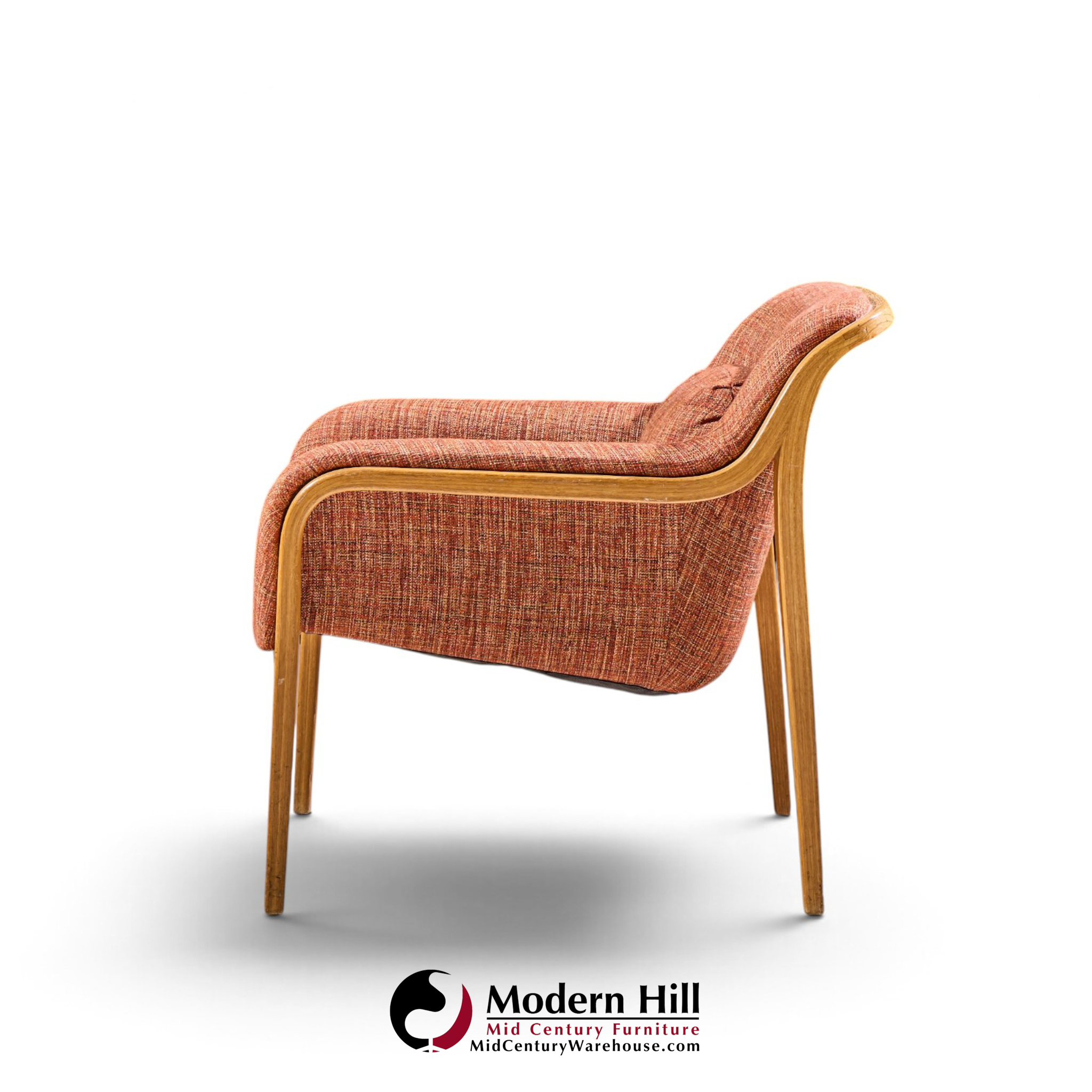 bill stephens for knoll model 1315 mid century bentwood lounge chairs - pair