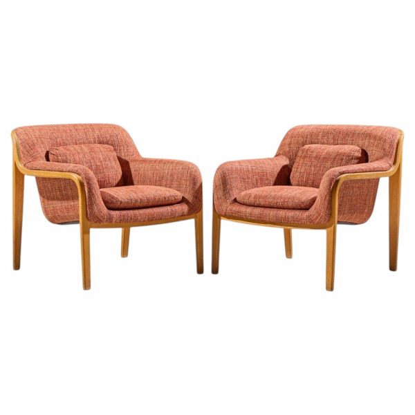bill stephens for knoll model 1315 mid century bentwood lounge chairs - pair