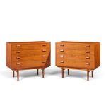 børge mogensen mid century danish modern teak and oak chest of drawers - pair