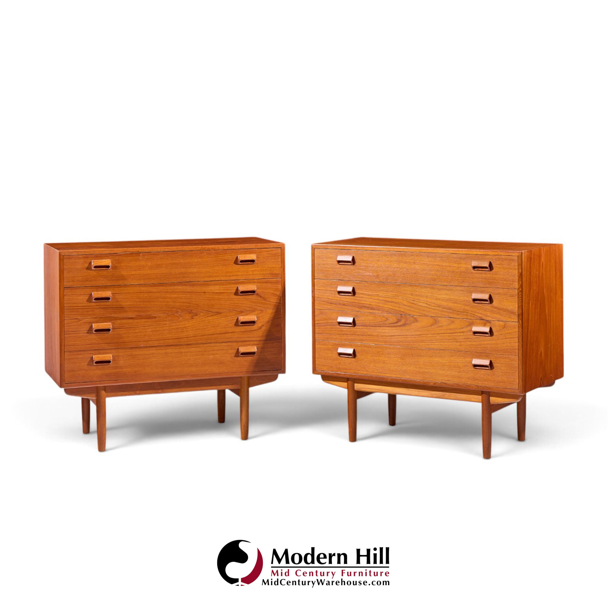 børge mogensen mid century danish modern teak and oak chest of drawers - pair