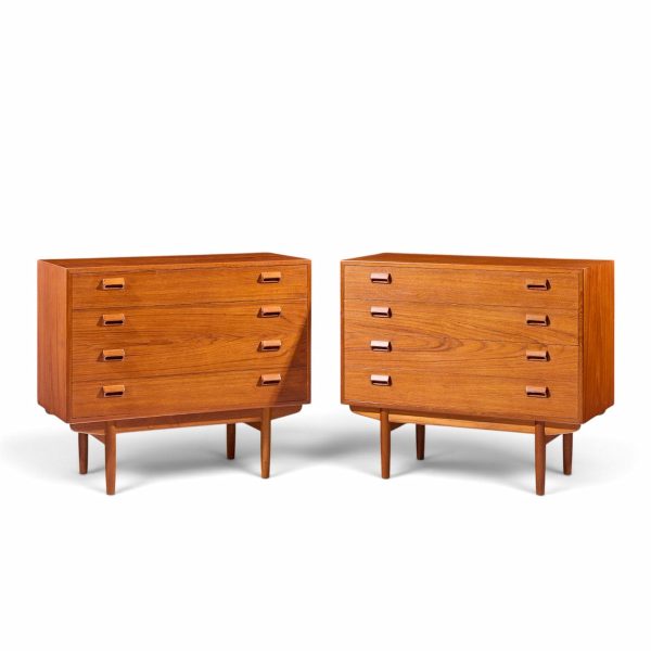 børge mogensen mid century danish modern teak and oak chest of drawers - pair