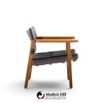 børge mogensen for fredericia mid century oak and leather spanish chairs - pair