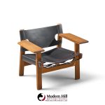 børge mogensen for fredericia mid century oak and leather spanish chairs - pair