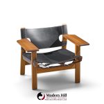 børge mogensen for fredericia mid century oak and leather spanish chairs - pair