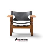 børge mogensen for fredericia mid century oak and leather spanish chairs - pair