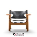 børge mogensen for fredericia mid century oak and leather spanish chairs - pair