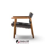 børge mogensen for fredericia mid century oak and leather spanish chairs - pair