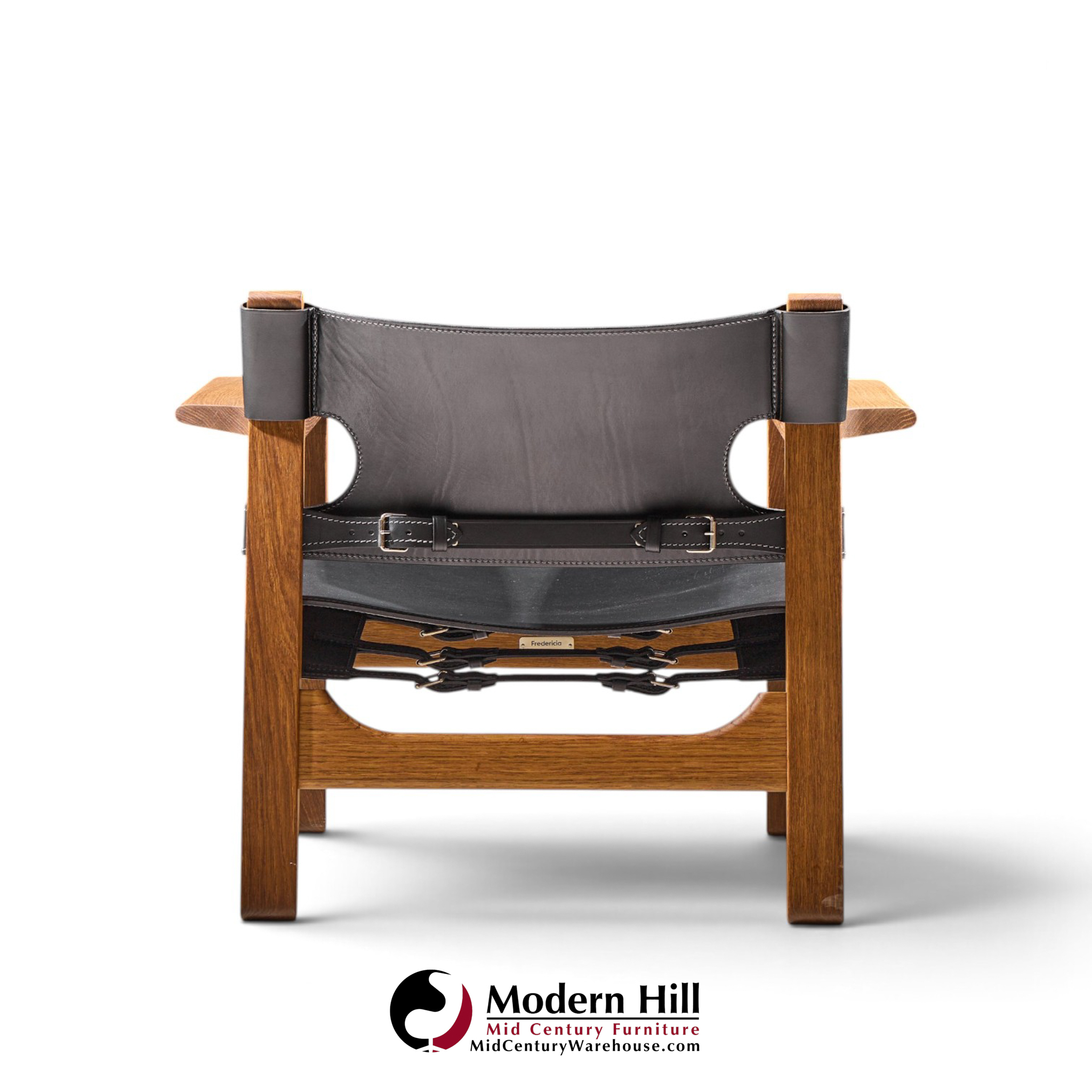børge mogensen for fredericia mid century oak and leather spanish chairs - pair