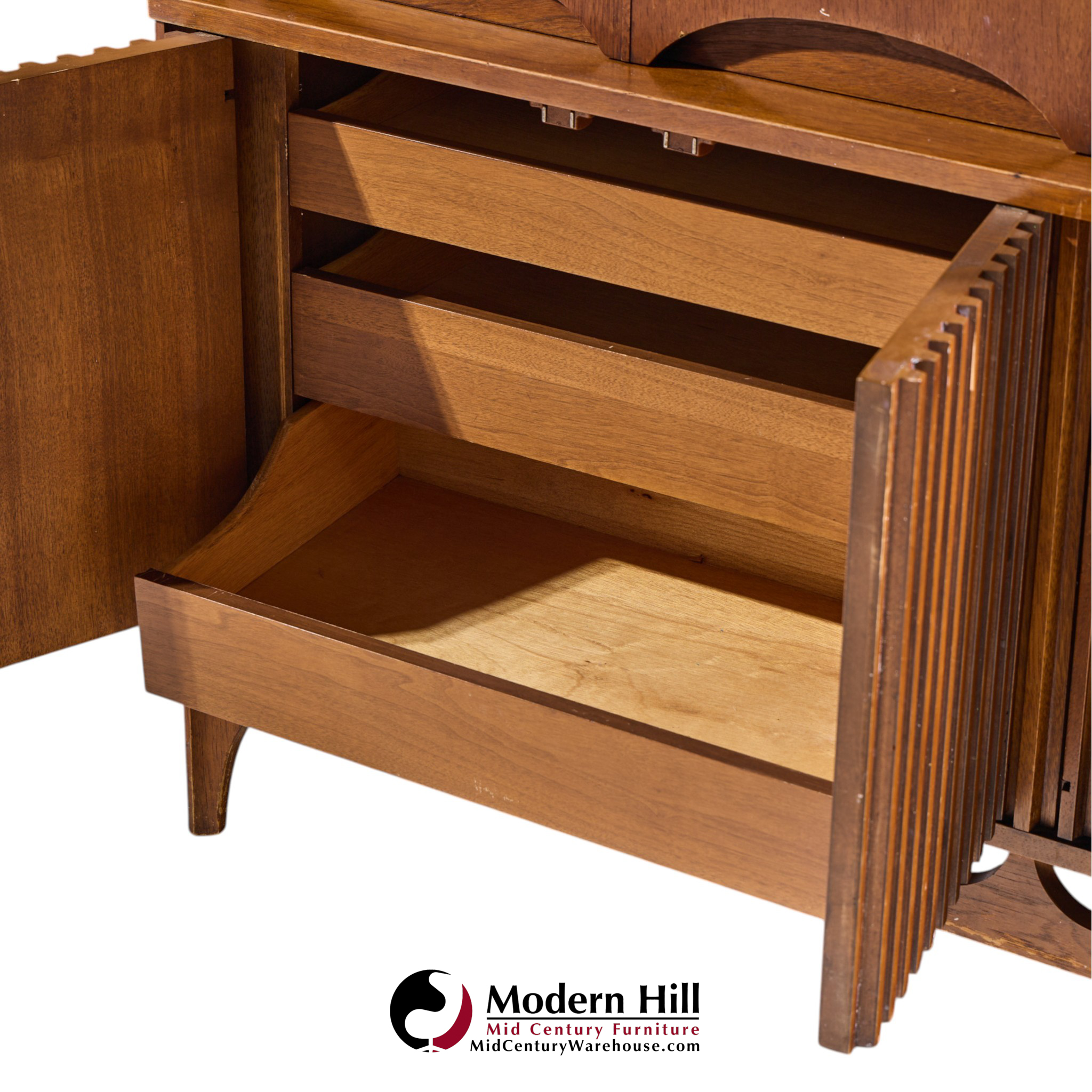 broyhill brasilia mid century walnut room divider