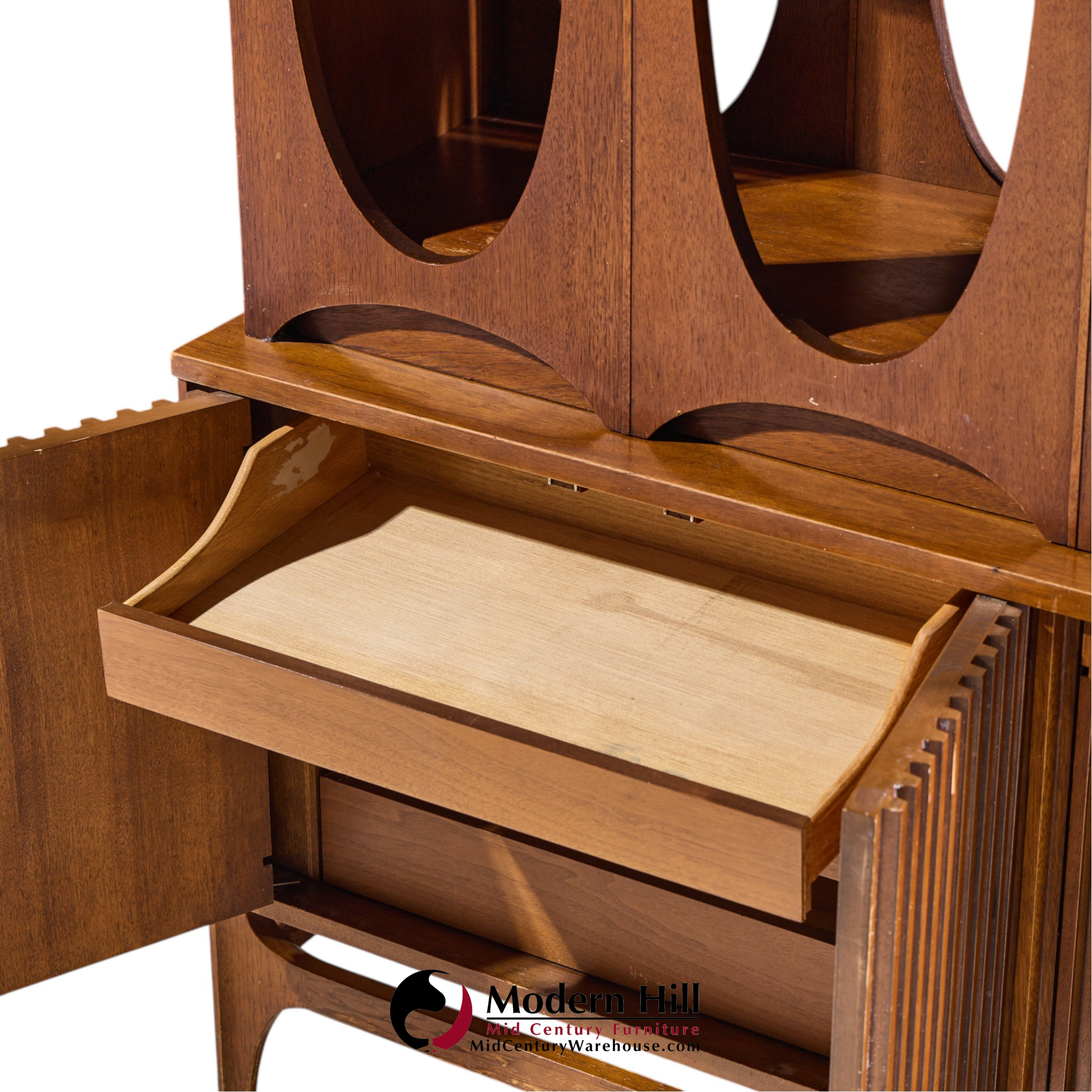 broyhill brasilia mid century walnut room divider
