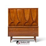 broyhill brasilia mid century walnut and brass gentleman chest highboy dresser