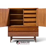 broyhill brasilia mid century walnut and brass gentleman chest highboy dresser