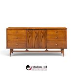 broyhill brasilia mid century walnut and brass lowboy dresser