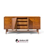 broyhill brasilia mid century walnut and brass lowboy dresser