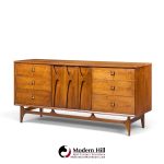 broyhill brasilia mid century walnut and brass lowboy dresser