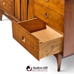 broyhill brasilia mid century walnut and brass lowboy dresser