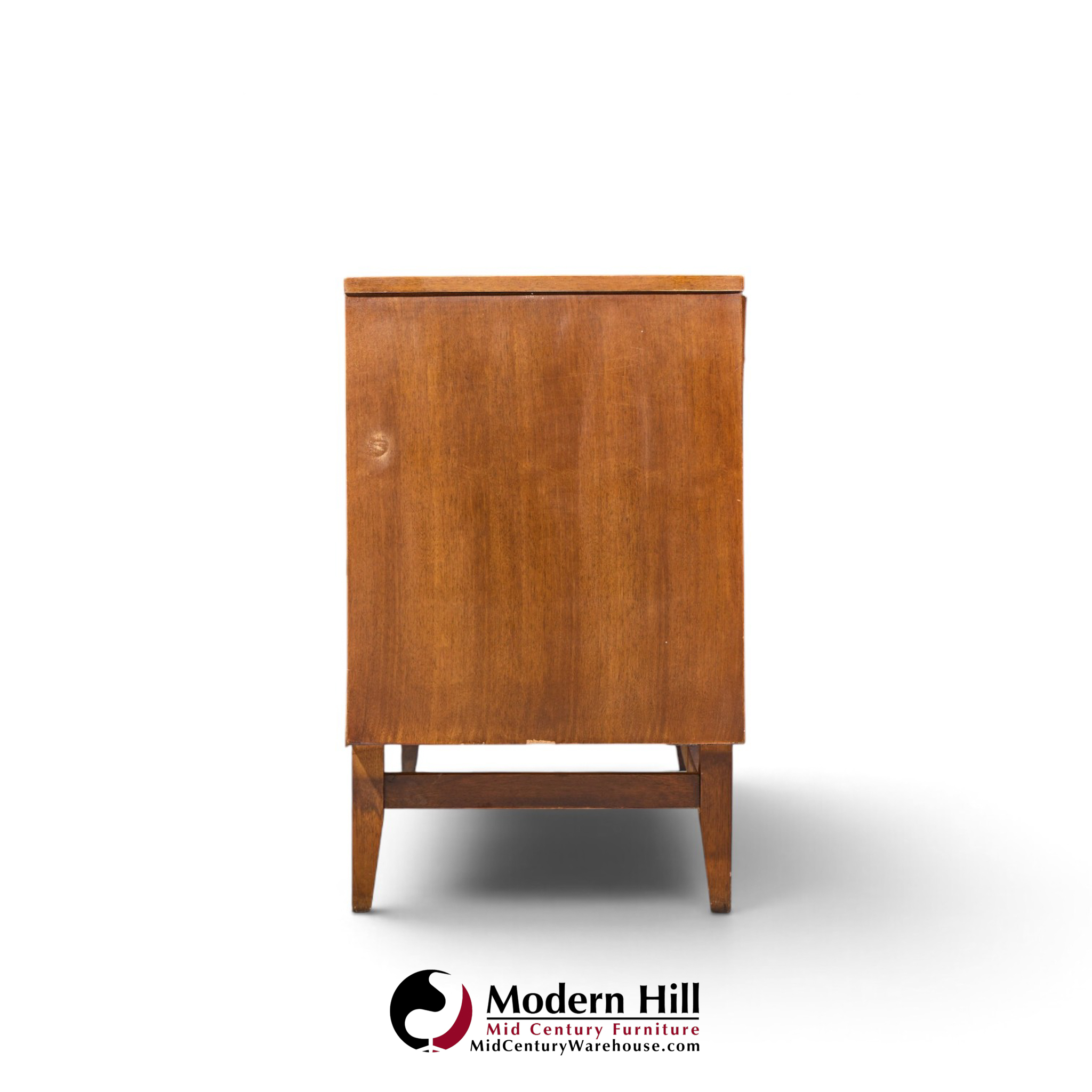 broyhill brasilia mid century walnut and brass lowboy dresser