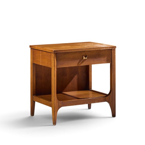 broyhill brasilia mid century walnut and brass nightstand