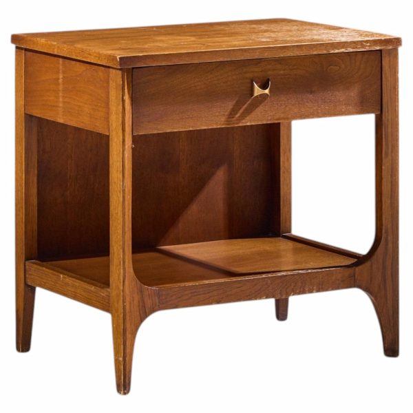 broyhill brasilia mid century walnut and brass nightstand