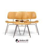 charles & ray eames for herman miller dcm mid century white ash dining chairs - set of 4