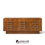craft associates mid century walnut and chrome 9 drawer lowboy dresser