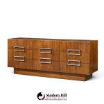 craft associates mid century walnut and chrome 9 drawer lowboy dresser