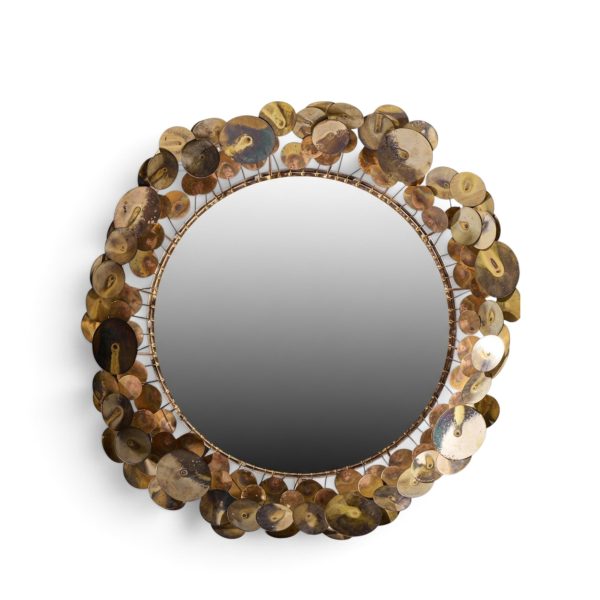 curtis jere brutalist mid century signed raindrops metal wall mirror