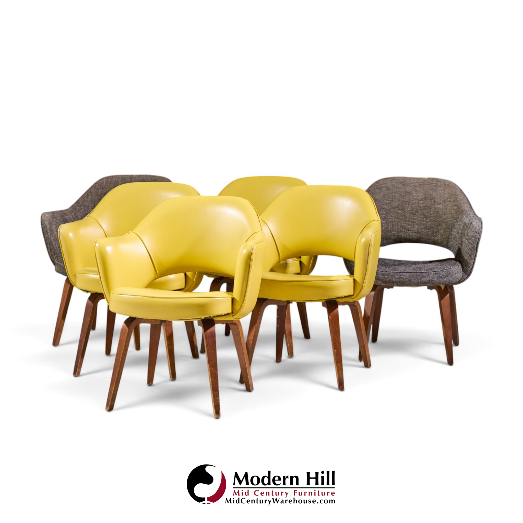 eero saarinen for knoll mid century bentwood executive dining chairs - set of 6