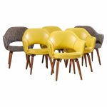eero saarinen for knoll mid century bentwood executive dining chairs - set of 6