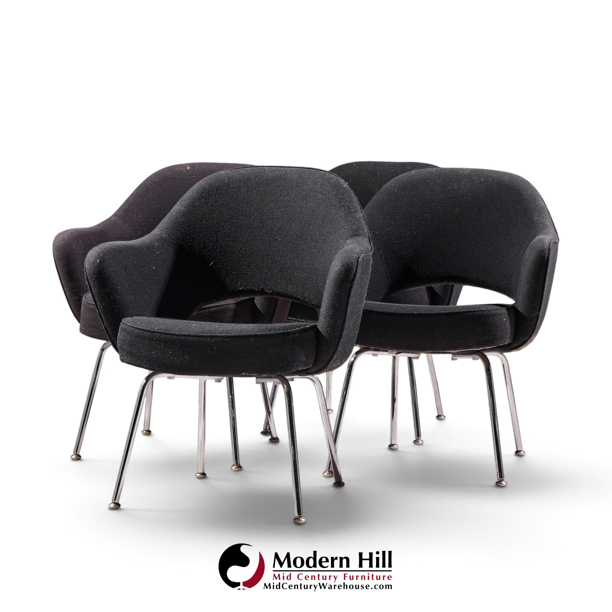 eero saarinen for knoll mid century executive dining chairs - set of 4