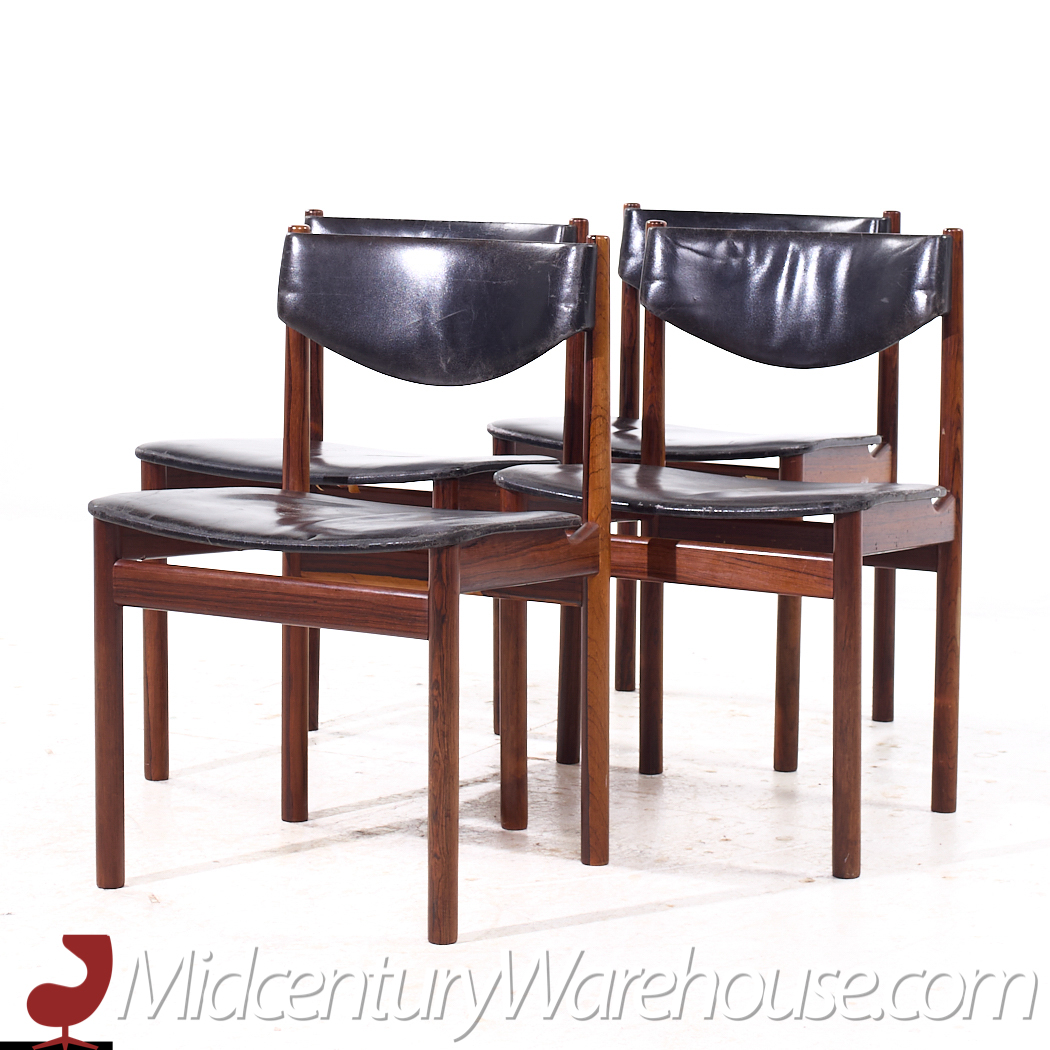 ejner larsen & aksel bender-madsen mid century danish teak dining chairs - set of 4