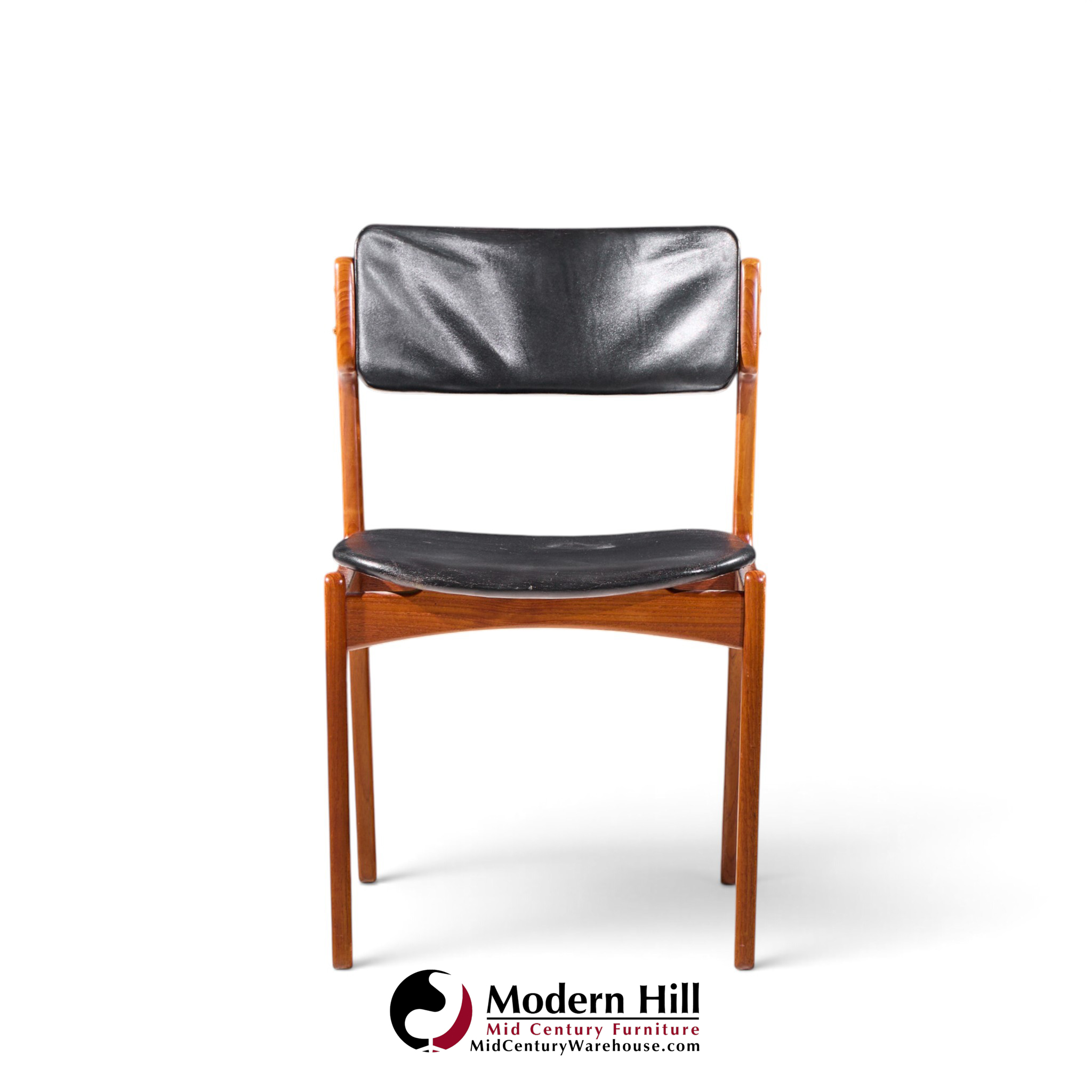 erik buch mid century danish teak dining chairs - set of 6