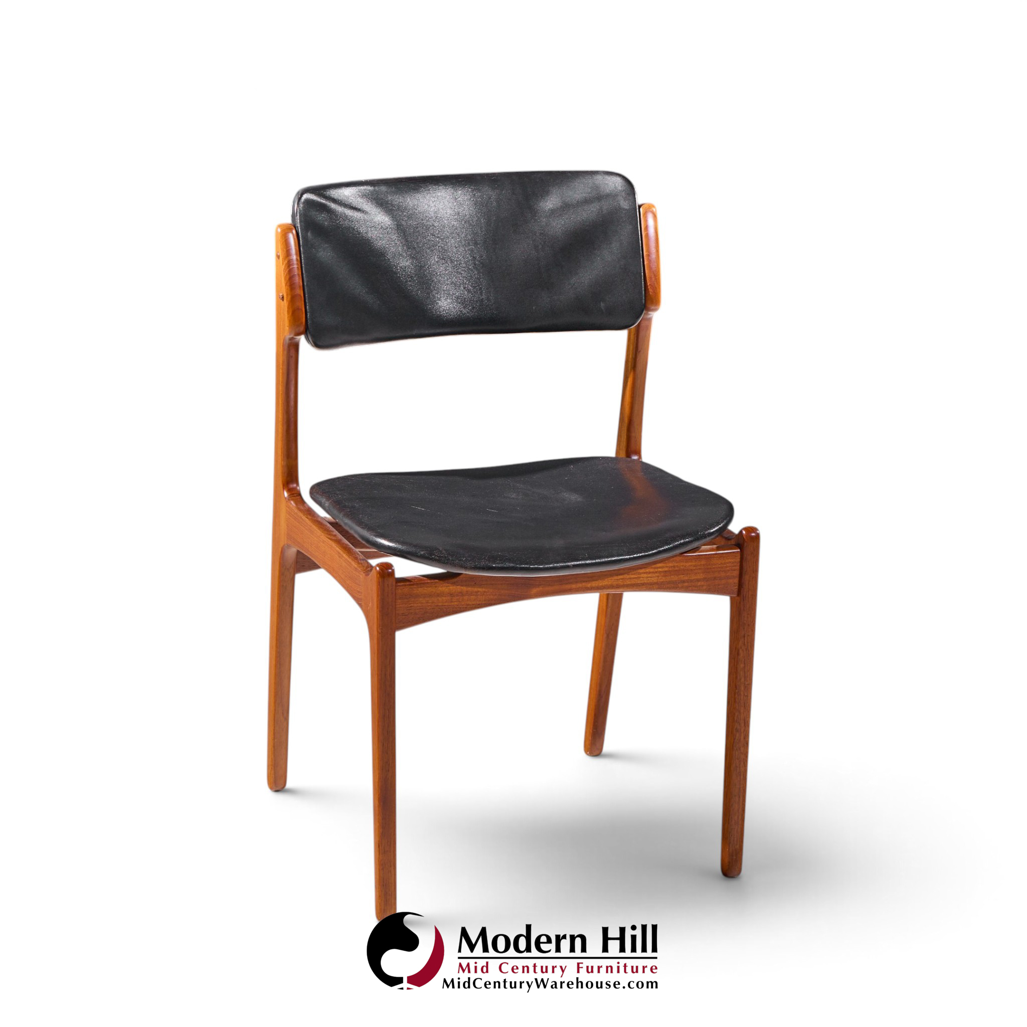 erik buch mid century danish teak dining chairs - set of 6