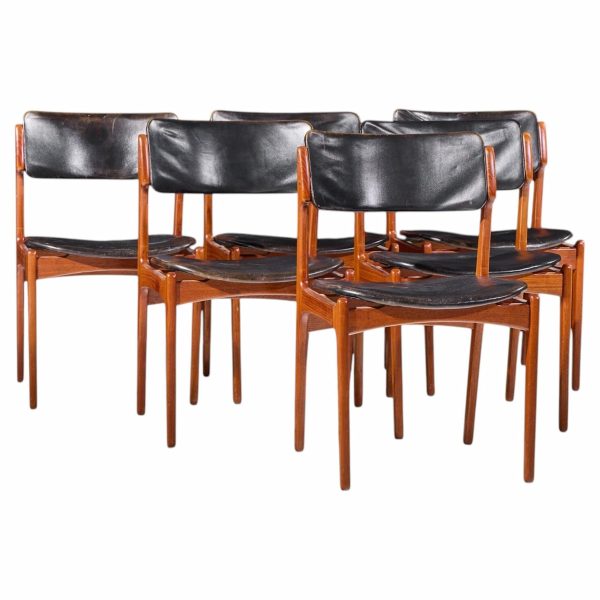 erik buch mid century danish teak dining chairs - set of 6