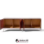 florence knoll mid century rosewood, marble and chrome executive cabinet credenza