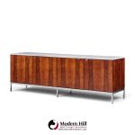 florence knoll mid century rosewood, marble and chrome executive cabinet credenza