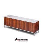 florence knoll mid century rosewood, marble and chrome executive cabinet credenza