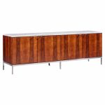 florence knoll mid century rosewood, marble and chrome executive cabinet credenza