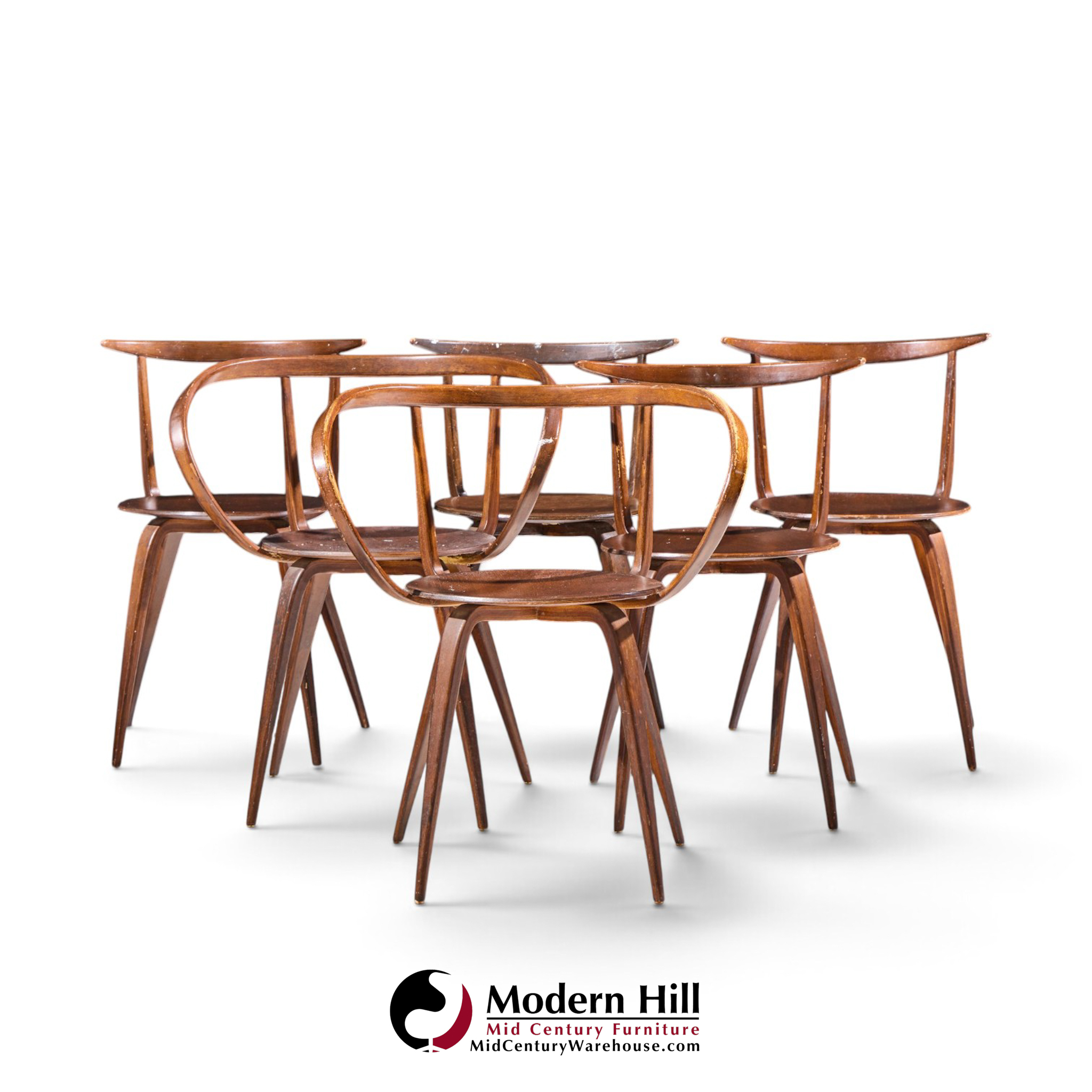 george nelson for herman miller model 5890 mid century pretzel dining chairs - set of 6
