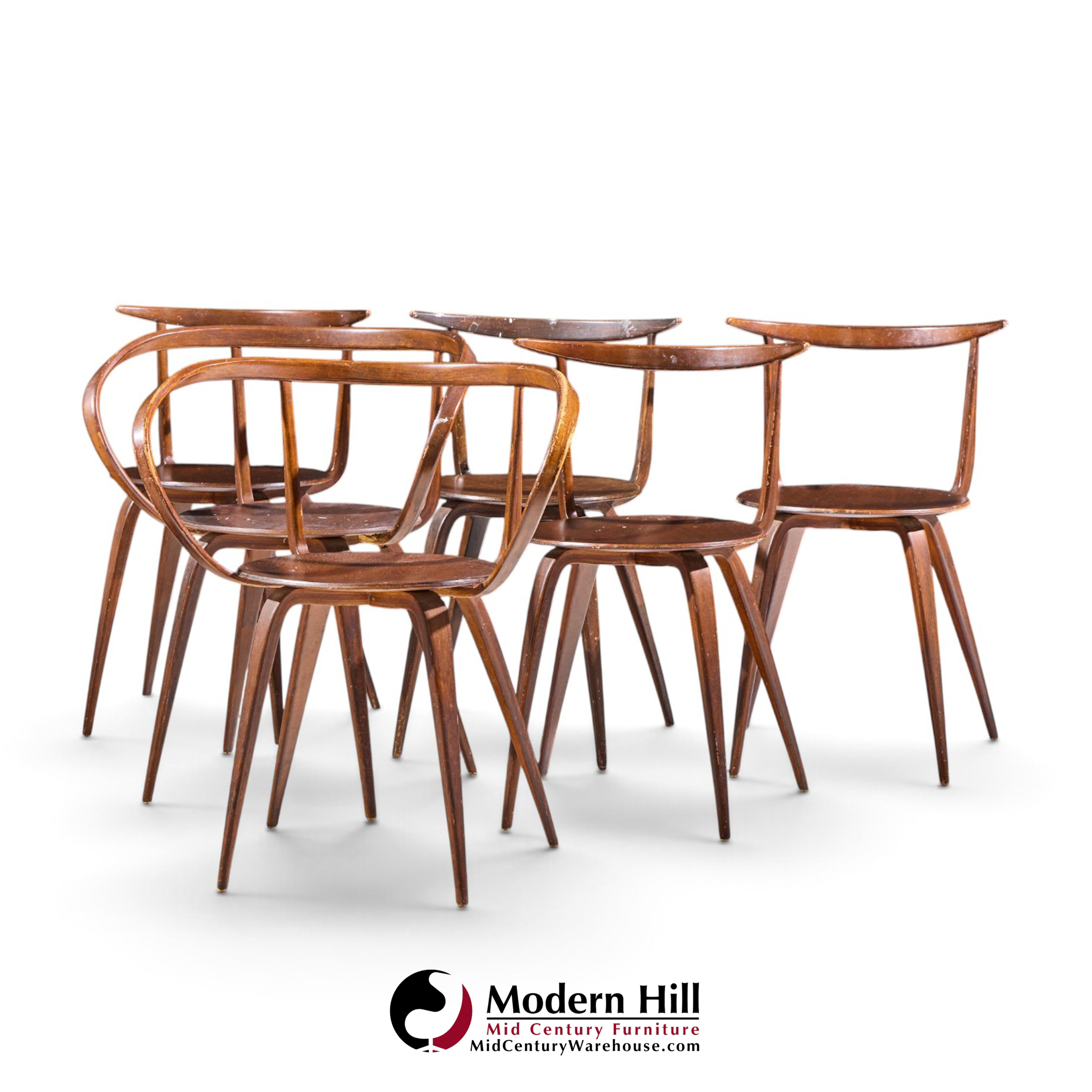 george nelson for herman miller model 5890 mid century pretzel dining chairs - set of 6