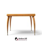 gio ponti style mid century italian walnut and brass expanding dining table with 2 leaves