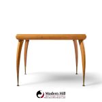 gio ponti style mid century italian walnut and brass expanding dining table with 2 leaves