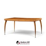 gio ponti style mid century italian walnut and brass expanding dining table with 2 leaves