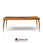 gio ponti style mid century italian walnut and brass expanding dining table with 2 leaves