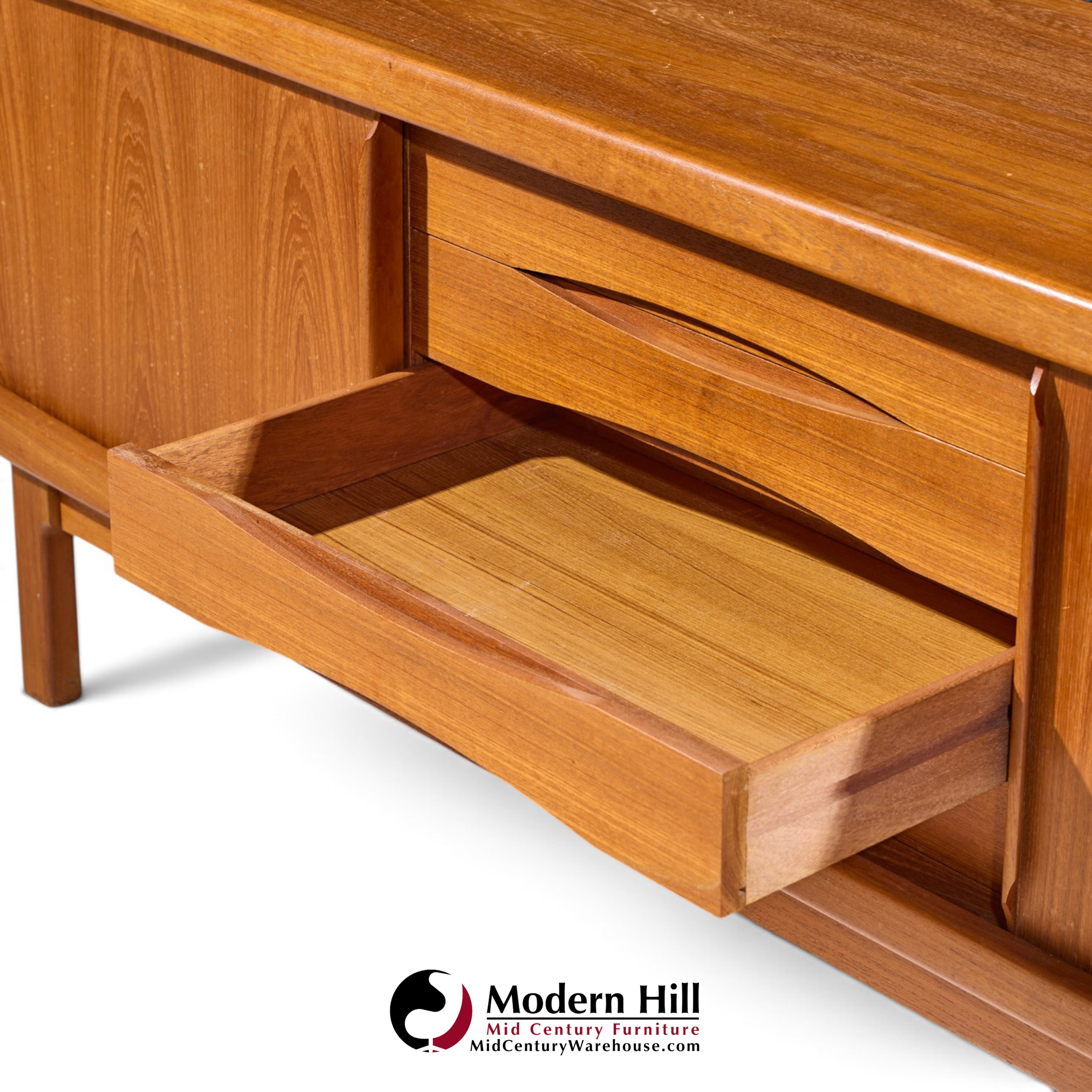 hp hansen mid century danish teak sliding door credenza