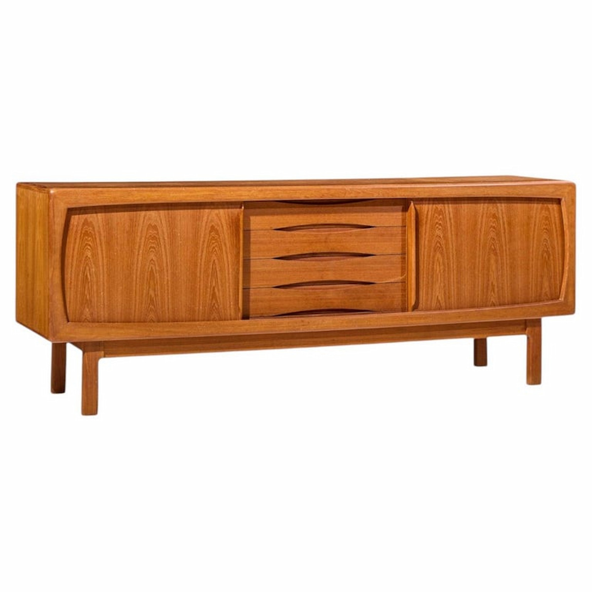 hp hansen mid century danish teak sliding door credenza