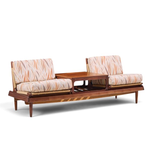 hans olsen model 161 danish teak and cane modular 3-seat sofa