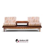 hans olsen model 161 danish teak and cane modular 2-seat sofa with table - pair
