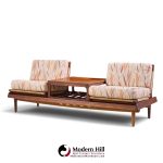 hans olsen model 161 mid century danish teak and cane modular 2-seat sofa with table